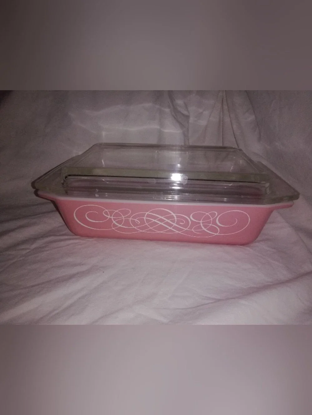 Vintage Pyrex Pink Scroll 2 Qt Casserole Dish With Lid